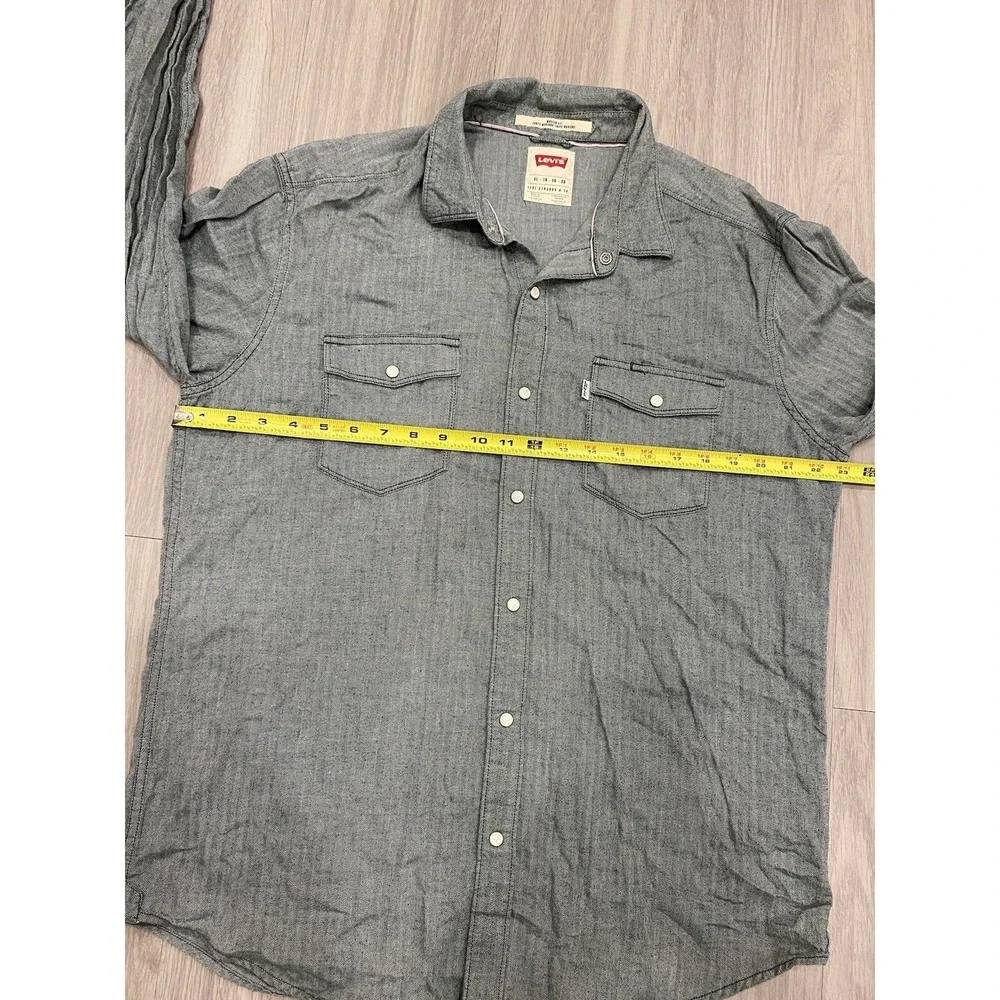 Levi's Shirt Men's Extra Large XL Long‎ Sleeve Pearl Snap Denim Green Soft